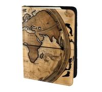 FLGHJNBJN Funda para pasaporte de viaje con diseño de mapa del mundo antiguo con bolsillo de almacenamiento para documentos, piel sintética imprescindible para viajar