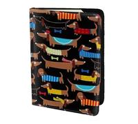 FLGHJNBJN Funda para pasaporte de viaje con diseño de perro salchicha con texto en inglés "I Love My Dog" y bolsillo de almacenamiento para documentos, piel sintética imprescindible para viajar