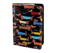 FLGHJNBJN Funda para pasaporte de viaje con diseño de perro salchicha con texto en inglés "I Love My Dog" y bolsillo de almacenamiento para documentos, piel sintética imprescindible para viajar