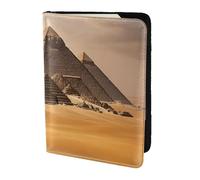FLGHJNBJN Funda para pasaporte de viaje con diseño de pirámides de Egipto con bolsillo de almacenamiento para documentos, piel sintética imprescindible para viajes