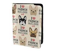 FLGHJNBJN Funda para pasaporte de viaje con estampado de bulldog francés con bolsillo de almacenamiento para documentos, piel sintética imprescindible para viajar