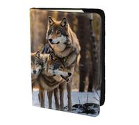 FLGHJNBJN Funda para pasaporte de viaje con estampado de lobos con bolsillo de almacenamiento para documentos, piel sintética imprescindible para viajar