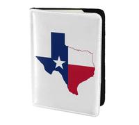 FLGHJNBJN Funda para pasaporte de viaje con estampado de mapa de la bandera del estado de Texas con bolsillo de almacenamiento para documentos, piel sintética imprescindible para viajar