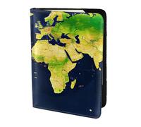 FLGHJNBJN Funda para pasaporte de viaje con estampado de mapa del mundo con bolsillo de almacenamiento para documentos, de piel sintética imprescindible para viajar