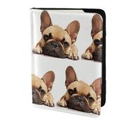 FLGHJNBJN Funda para pasaporte de viaje con estampado de perro bulldog francés con bolsillo de almacenamiento para documentos, piel sintética imprescindible para viajar