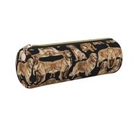 FLGHJNBJN Golden Retrievers - Estuche de cuero ecológico de grano cruzado, cremallera suave, soporte cilíndrico de gran capacidad, Gold, Talla única, Tarjetero
