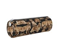 FLGHJNBJN Golden Retrievers - Estuche de cuero ecológico de grano cruzado, cremallera suave, soporte cilíndrico de gran capacidad, Silver, Talla única, Tarjetero