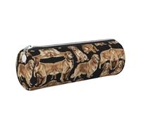 FLGHJNBJN Golden Retrievers - Estuche de cuero ecológico de grano cruzado, cremallera suave, soporte cilíndrico de gran capacidad, Silver, Talla única, Tarjetero