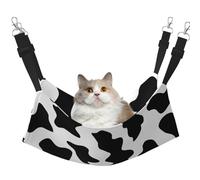 FLGHJNBJN Hamaca acogedora para gatos con estampado de vaca en blanco y negro, cama con percha de ventana, cama ajustable para mascotas con terciopelo suave para gatos de interior