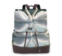 FLGHJNBJN Hermosa mochila de cuero versátil White Swans on The Lake para mujer, elegante mochila de poliuretano para viajes, universidad, viajes, al aire libre