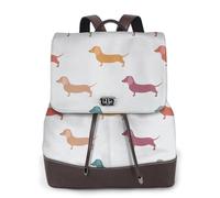 FLGHJNBJN Lindos perros salchicha mochila versátil de cuero para mujer, elegante mochila de poliuretano para viajes, universidad, viajes, al aire libre