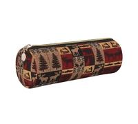 FLGHJNBJN Lodge Bear Deer Fish - Estuche de piel de grano cruzado ecológico, cremallera suave, soporte cilíndrico de gran capacidad, Gold, Talla única, Tarjetero
