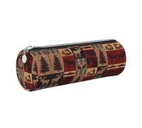 FLGHJNBJN Lodge Bear Deer Fish - Estuche de piel de grano cruzado ecológico, cremallera suave, soporte cilíndrico de gran capacidad, Silver, Talla única, Tarjetero