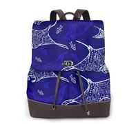 FLGHJNBJN Manta Ray and Fish - Mochila versátil de cuero para mujer, elegante mochila de poliuretano para viajes, universidad, viajes, al aire libre