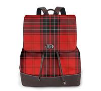 FLGHJNBJN Mochila versátil de cuero a cuadros rojos y negros para mujer, elegante mochila de poliuretano para viajes, universidad, viajes, al aire libre