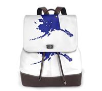 FLGHJNBJN Mochila versátil de piel sintética con mapa de la bandera del estado de Alaska para mujer, elegante mochila de poliuretano para viajes, universidad, viajes, al aire libre