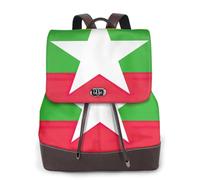 FLGHJNBJN Mochila versátil de piel sintética para mujer, diseño de bandera de Myanmar, para viajes, universidad, viajes al aire libre