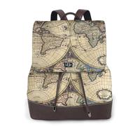 FLGHJNBJN Mochila versátil de piel sintética para mujer, diseño de globo del mundo, elegante mochila de poliuretano para viajes, universidad, viajes, al aire libre