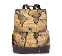 FLGHJNBJN Mochila versátil de piel sintética para mujer, diseño de globo del mundo, elegante mochila de poliuretano para viajes, universidad, viajes, al aire libre
