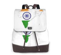 FLGHJNBJN Mochila versátil de piel sintética para mujer, diseño de mapa de la bandera de la India, para viajes, universidad, viajes al aire libre