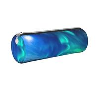 FLGHJNBJN Northern Lights - Estuche de piel de grano cruzado ecológico, cremallera suave, soporte cilíndrico de gran capacidad, Silver, Talla única, Tarjetero