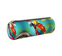 FLGHJNBJN Parrots On Tree - Estuche de piel de grano cruzado ecológico, cremallera suave, soporte cilíndrico de gran capacidad, Silver, Talla única, Tarjetero