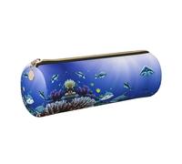 FLGHJNBJN Shark Swimming Under The Sea - Estuche de piel de grano cruzado ecológico, cremallera suave, soporte cilíndrico de gran capacidad, Gold, Talla única, Tarjetero