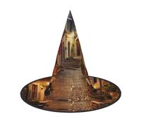 FLGHJNBJN Sombrero de bruja italiano con estampado de calle vieja para Halloween, accesorio de disfraz de bruja para Halloween, cosplay, fiesta, vacaciones