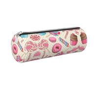 FLGHJNBJN Sweet Lollipop Cupcake - Estuche de piel de grano cruzado ecológico, cremallera suave, soporte cilíndrico de gran capacidad, Silver, Talla única, Tarjetero