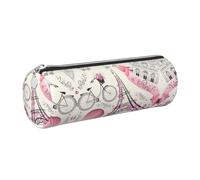 FLGHJNBJN The Paris Tower and A Bicycle - Estuche de piel de grano cruzado ecológico, cremallera suave, soporte cilíndrico de gran capacidad, Silver, Talla única, Tarjetero