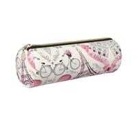 FLGHJNBJN The Paris Tower and A Bicycle - Estuche de piel de grano cruzado ecológico, cremallera suave, soporte cilíndrico de gran capacidad, Gold, Talla única, Tarjetero