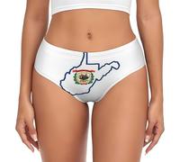 FLGHJNBJN West Virginia State Flag Map - Ropa interior para mujer, calzoncillo hipster, lavable, no encoge, ajuste para uso diario, XS a 4XL, Negro, XL