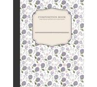 Flicker + Wish Watercolor Purple Blooms College Ruled Composition Notebook - 9.75 x 7.5 Journal with 160 Lined Pages - Notebooks for School Supplies, Home & Office - Made in USA