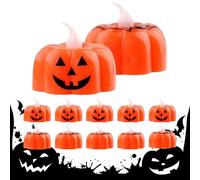 Flickering Tea Light Candles, Flameless Pumpkin Flicker Lamps, 12 unidades Versatile Decoración, Battery Operated LED Lights for Garden Engagement Dinner Action Decor Events