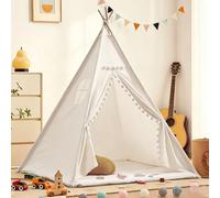 Fliegengitter Carpa para Niños, Carpa De Algodón De Lona Deportiva para Niños con Alfombra Y Ventanas, Anti-Colapso - Ventanas Laterales, Casa Infantil Moderna Y Duradera (White, 1.8M)