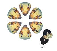 Flight Butterflies - Juego de 6 púas de celuloide de diferentes grosores con soporte para púas de guitarra, púas de guitarra personalizadas para guitarra acústica, guitarra eléctrica, bajo, ukelele