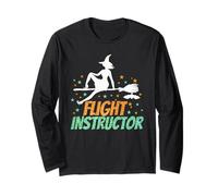 Flight Instructor, Witch Riding Broomstick Halloween Costume Manga Larga