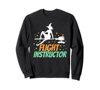 Flight Instructor, Witch Riding Broomstick Halloween Costume Sudadera