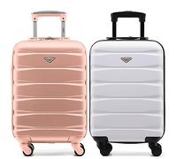 Flight Knight ABS 2 Tamanos Maleta Ligera Compatible con Vueiling, Iberia, RyanAir, Easyjet, Air Nostrum, Air Europa Entre Muchas Otras! Maleta De Mano 55x35x20 cm Maletas De Viaje Grandes 4 Ruedas
