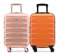 Flight Knight ABS 2 Tamanos Maleta Ligera Compatible con Vueiling, Iberia, RyanAir, Easyjet, Air Nostrum, Air Europa Entre Muchas Otras! Maleta De Mano 55x35x20 cm Maletas De Viaje Grandes 4 Ruedas