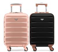 Flight Knight ABS 2 Tamanos Maleta Ligera Compatible con Vueiling, Iberia, RyanAir, Easyjet, Air Nostrum, Air Europa Entre Muchas Otras! Maleta De Mano 55x35x20 cm Maletas De Viaje Grandes 4 Ruedas
