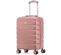 Flight Knight Maleta Cabina Ligera 55x35x25 cm Carcasa Rigida Asa Telescopica Aluminio 8 Ruedas Spinner Cerradura TSA Compatible KLM Air France Equipaje Mano Cabina Superior