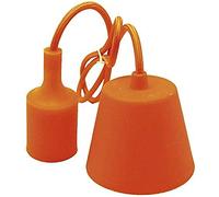 Fline Portalámparas Silicona E27 con Cable Tela y Florón, Naranja
