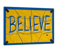 Flinelife Letrero grande desgarrado Believe de 16 x 12, decoraciσn de pared motivacional de metal Believe, perfecto para fanαticos