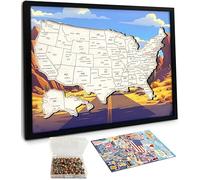 flinelife Mapa de viaje de corcho con las principales ciudades, tamaño mediano, 12 x 10, mapa de Estados Unidos, perfecto para parejas y familias