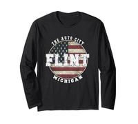 Flint Michigan, Bandera Americana Vintage Manga Larga
