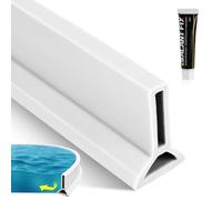 flintronic 1.5m Barrera de Ducha, Barrera de Agua para Ducha barrera de agua para umbral de ducha, Perfil Silicona Ducha, Copete Encimera Cocinacon pegamento 50g para Cocina, Baño, Inodoro (Blanco)