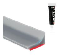 flintronic 1 M gris Barrera de Ducha Y Sistema de Retención, Embellecedor Copete Encimera Cocina, Umbralducha Plegable, Umbral Plegable de Silicona para Platos de Ducha Con 20g de pegamento | Barrera De Agua Plegable Para Baño, Umbral Y Borde De Ducha, Tira De Retención De Agua Del Umbral Del Baño