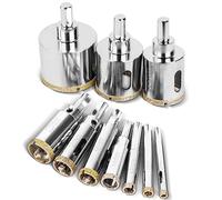 Flintronic 10PC Broca de Diamante, Cristal Broca Sierra con Broca Piloto Central, Taladro Hueco Sierra de Perforación, para Vidrio//Cerámica/Mármol/Piedra/Caliza(6/8/10/14/16/18/22/35/40/50mm)