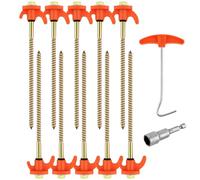 Flintronic 10PCS Piquetas Camping Suelo Duro con Rosca, 20.5cm Pquetas para Tienda de Campaña, Piquetas Camping Atornillable para Suelos Duros, Metálicos Clavos Camping para Acampar y en Exteriores